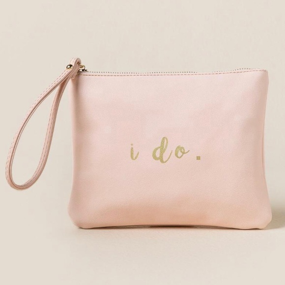 Francesca's Collections Handbags - Francesca’s blush pink ‘I Do’ wristlet clutch bag